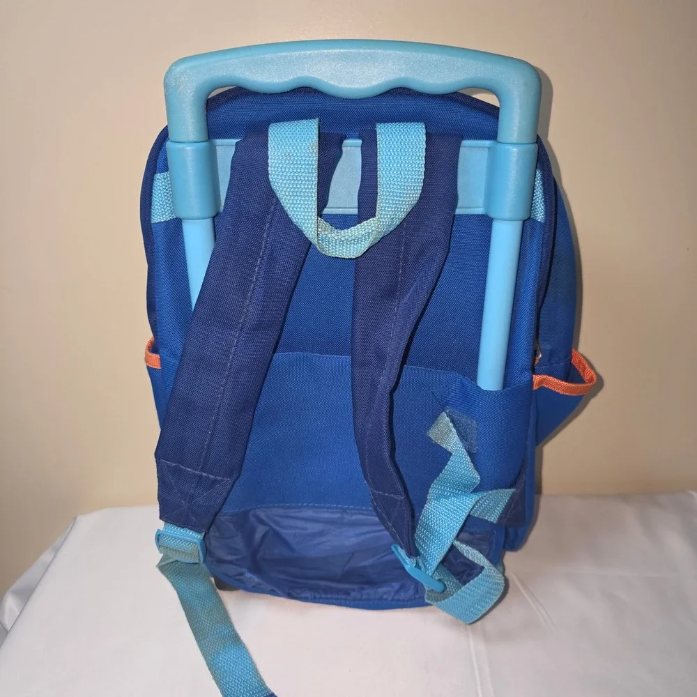 Vtg Rare Go Diego Go Kids Rolling Backpack Blue Orange To The Rescue‎ 15 inch